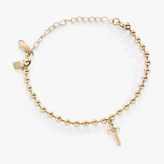Cross Ball Chain Bracelet Stainless Steel Silver