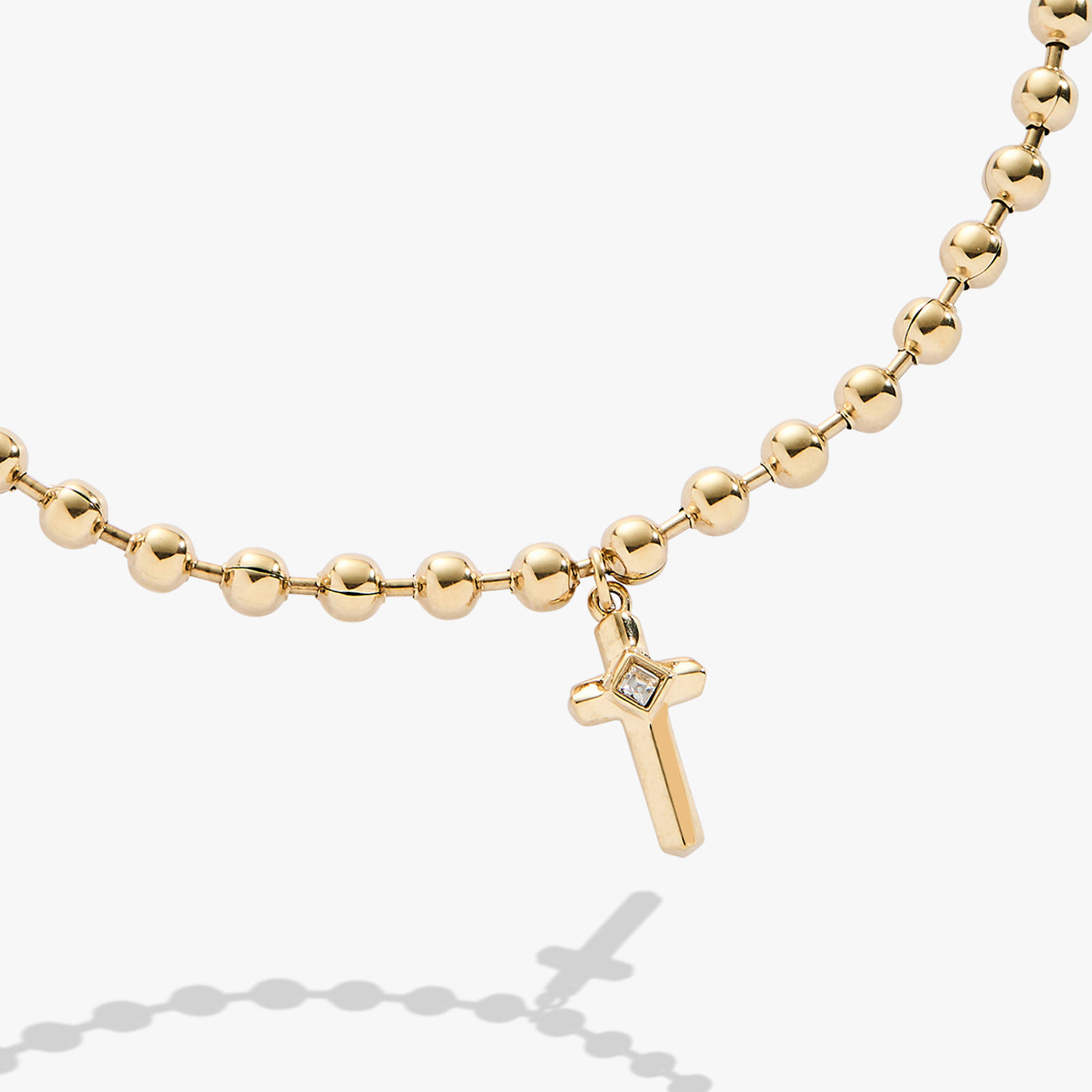 Cross Ball Chain Bracelet Stainless Steel Silver