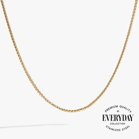 Wheat Chain Charm & Layering Necklace Stainless Steel Silver