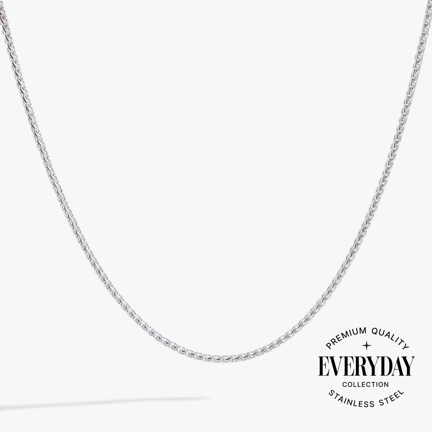 Wheat Chain Charm & Layering Necklace Stainless Steel Silver
