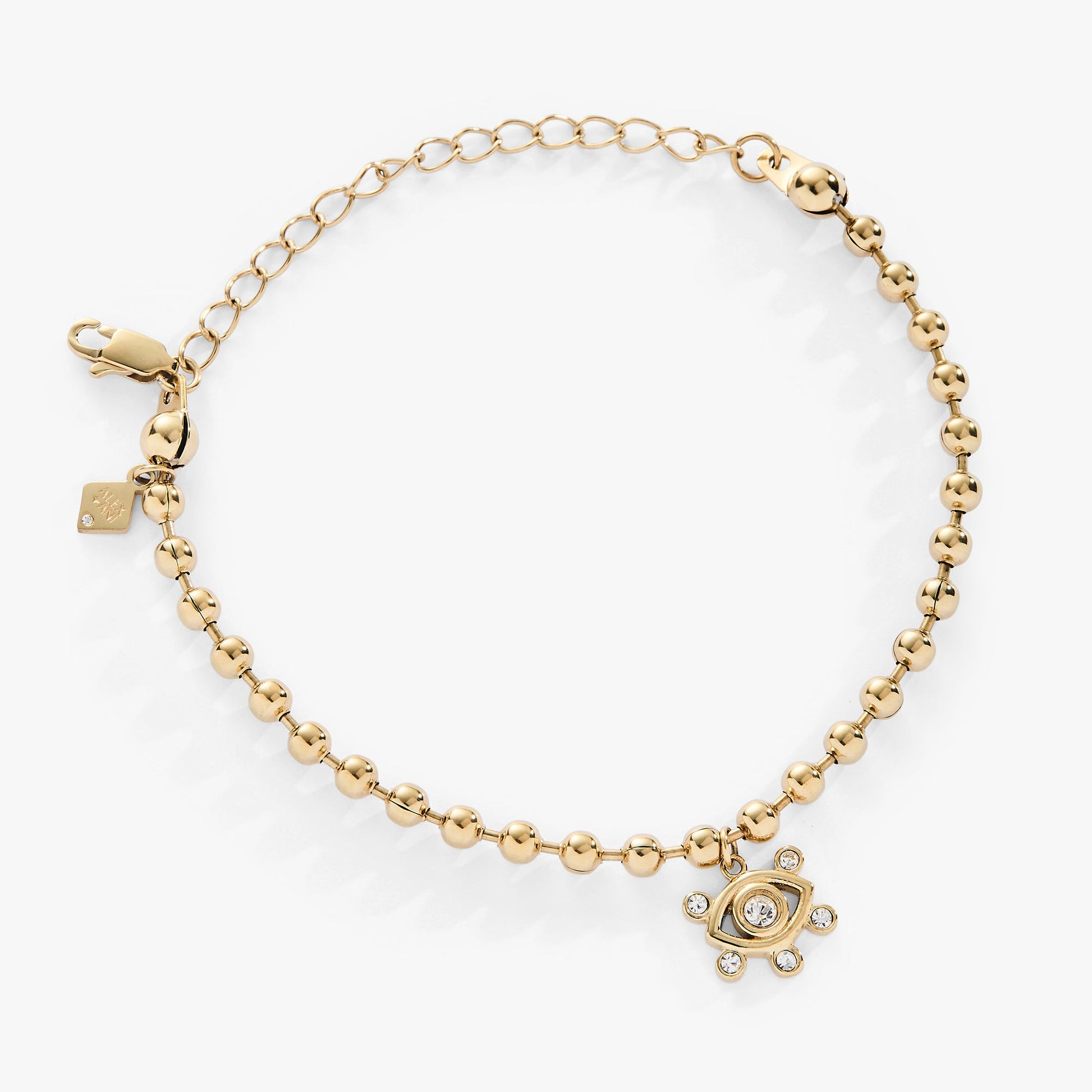 Evil Eye Ball Chain Bracelet Stainless Steel Gold