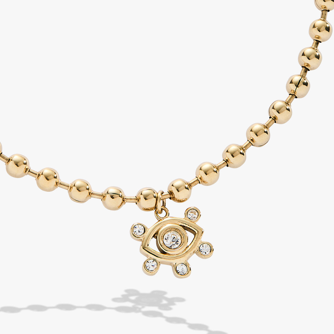 Evil Eye Ball Chain Bracelet Stainless Steel Gold