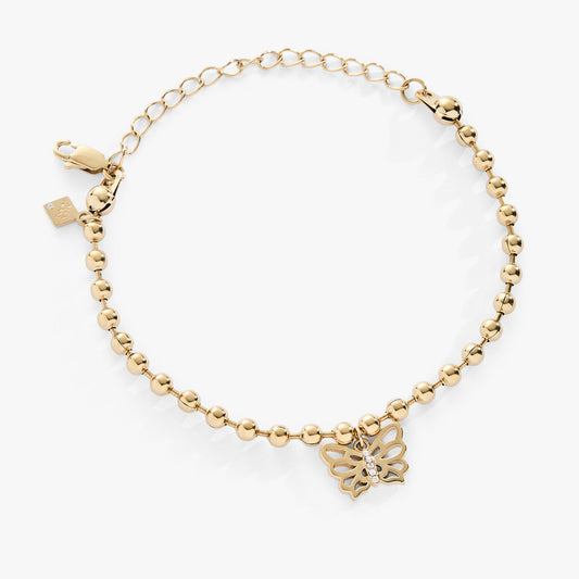 Butterfly Ball Chain Bracelet Stainless Steel Silver