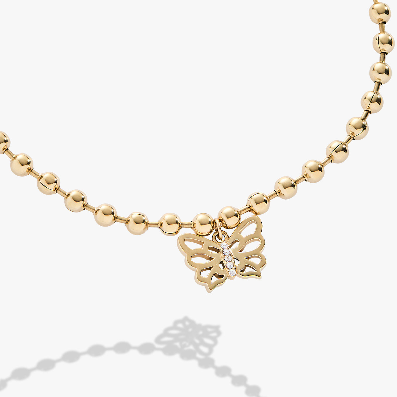 Butterfly Ball Chain Bracelet Stainless Steel Silver