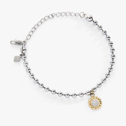 Sunflower Ball Chain Bracelet Two Tone - Stainless Steel