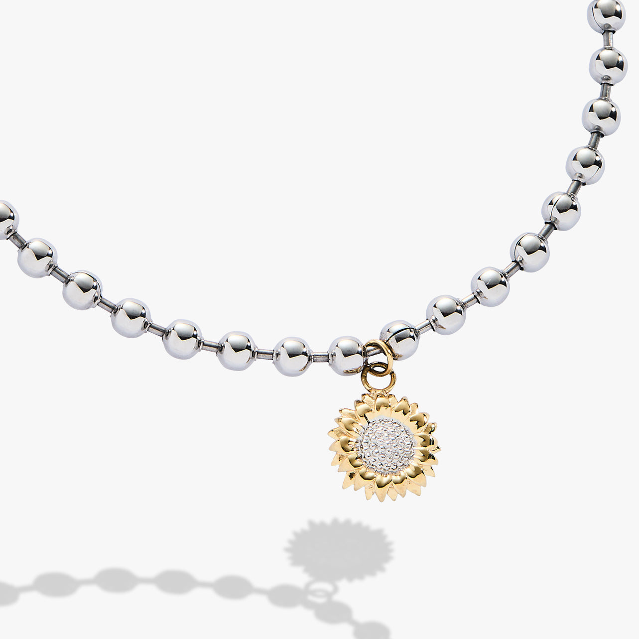 Sunflower Ball Chain Bracelet Two Tone - Stainless Steel