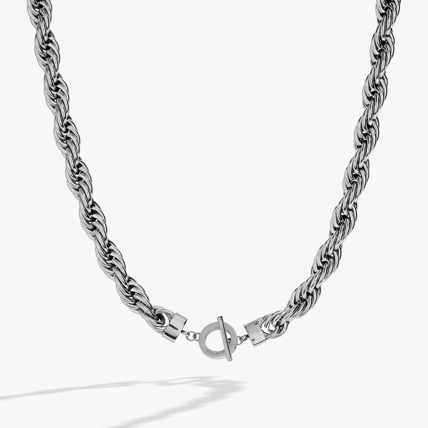 Large Rope Chain Toggle Necklace Stainless Steel Gold