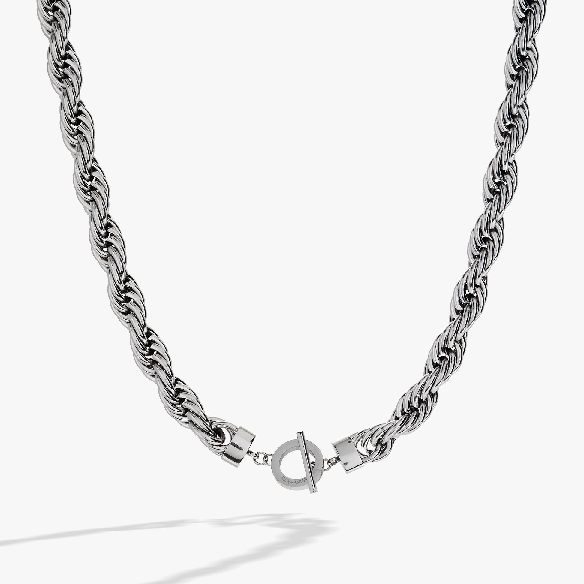 Large Rope Chain Toggle Necklace Stainless Steel Gold