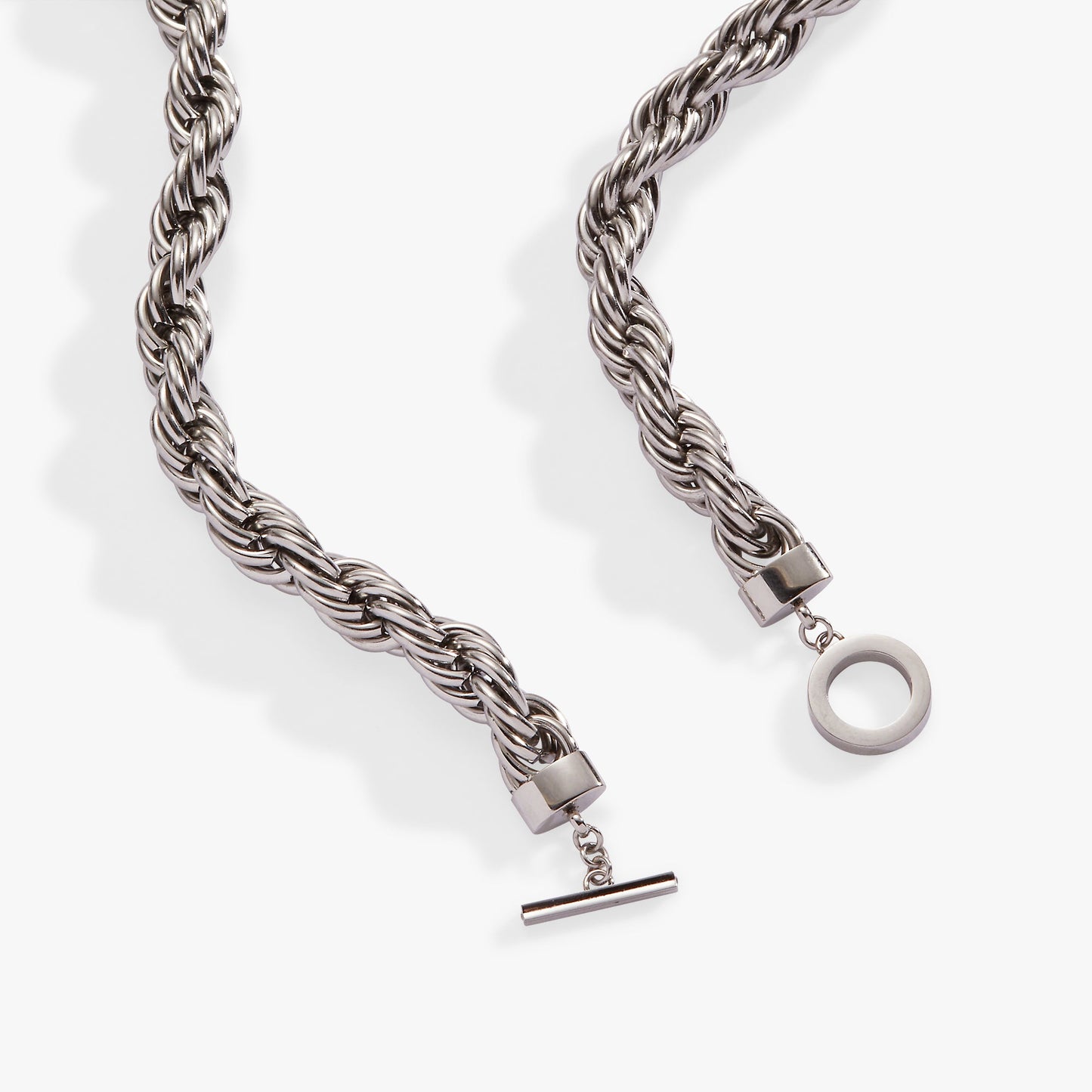 Large Rope Chain Toggle Necklace Stainless Steel Gold