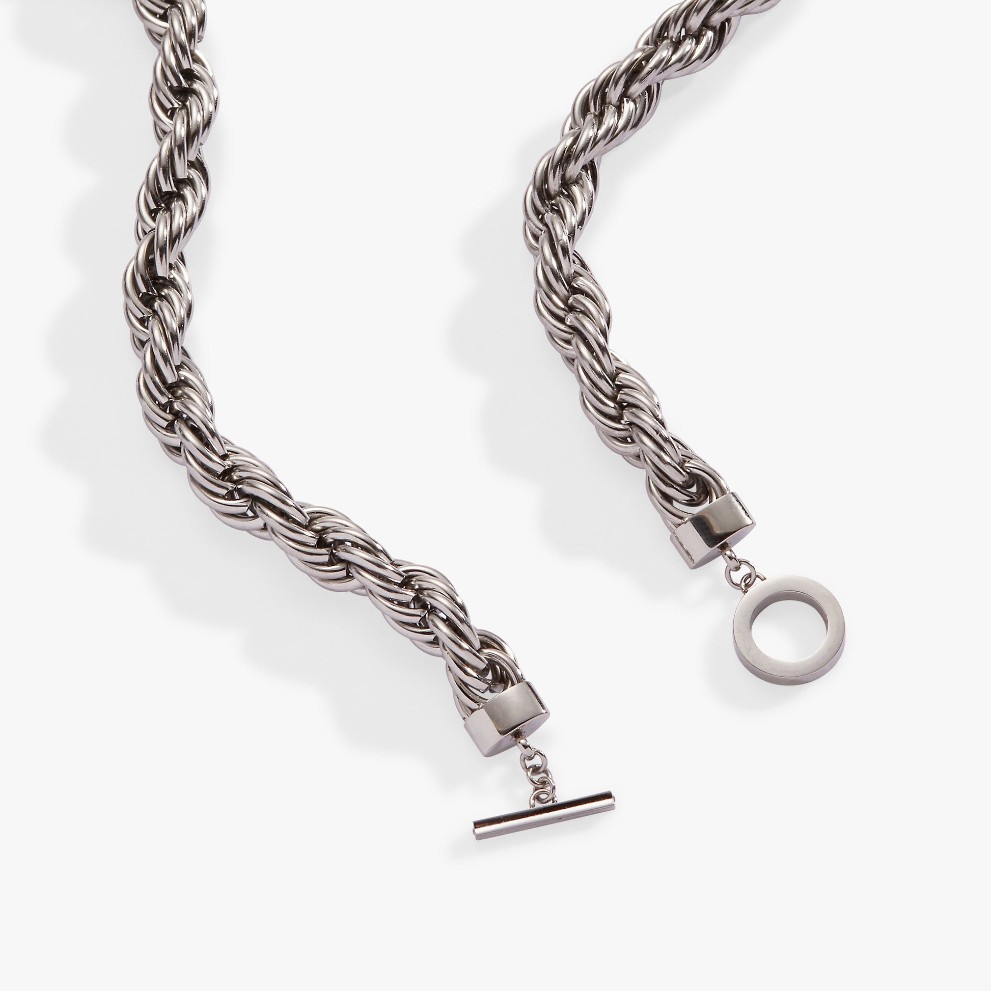 Large Rope Chain Toggle Necklace Stainless Steel Gold