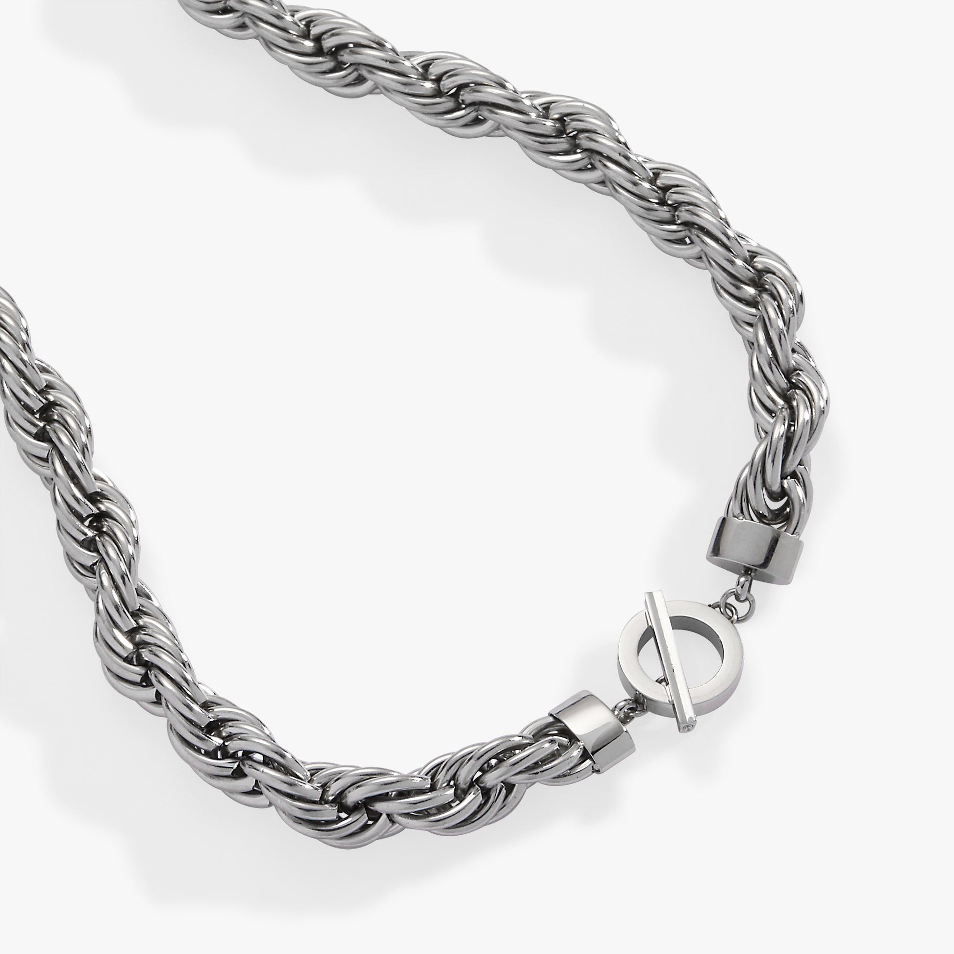 Large Rope Chain Toggle Necklace Stainless Steel Gold