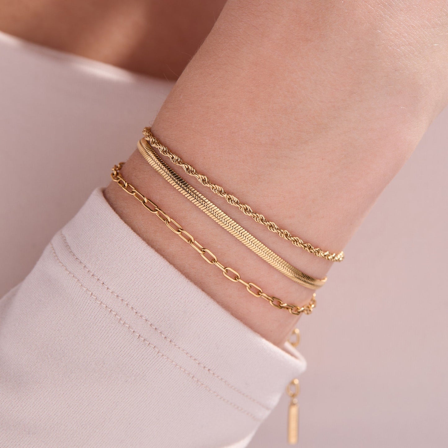 Mini Rope Chain Bracelet Stainless Steel Gold