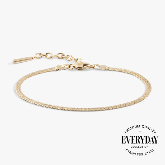 Everyday Herringbone Chain Bracelet Stainless Steel Gold