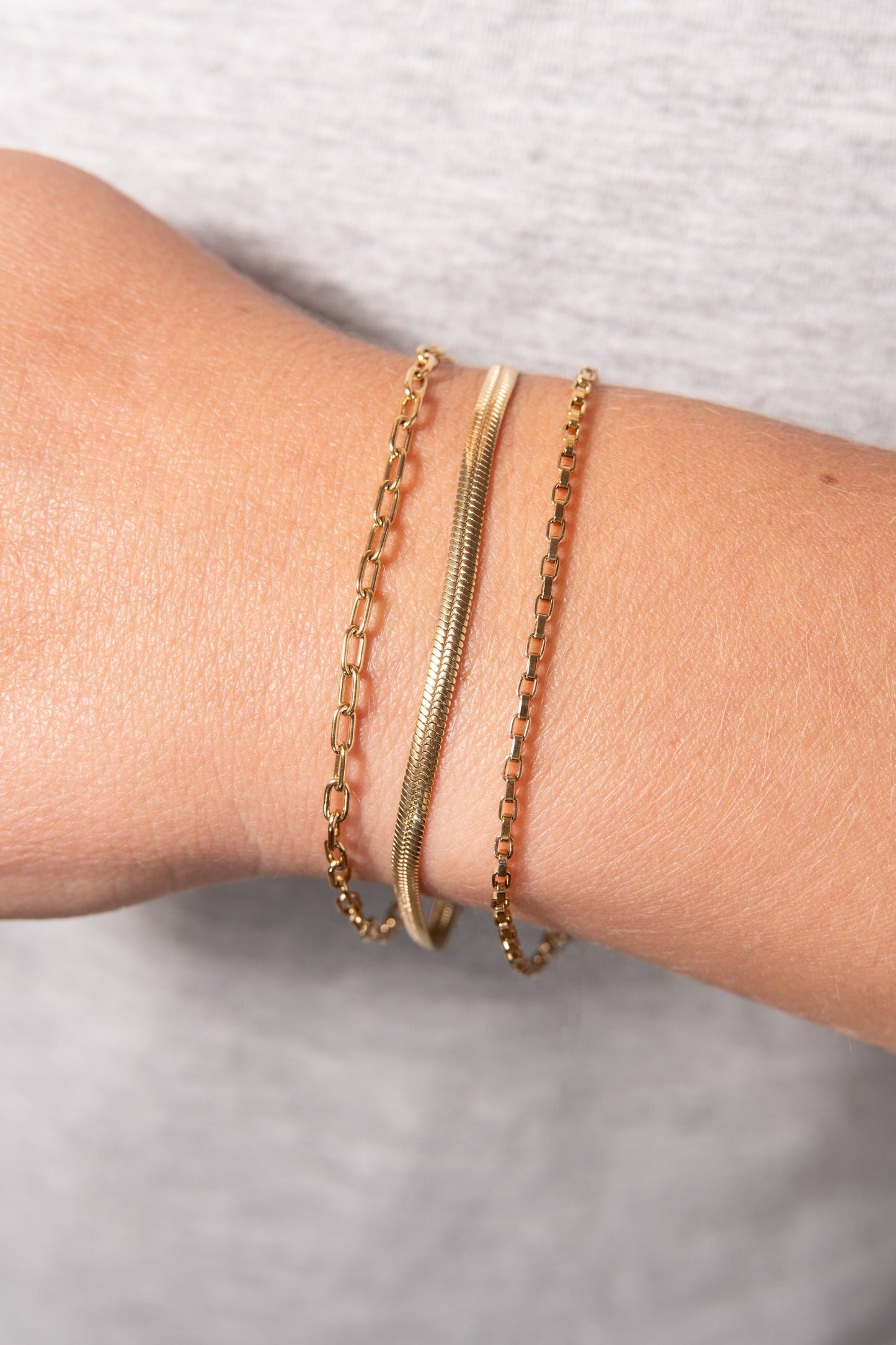 Everyday Herringbone Chain Bracelet Stainless Steel Gold