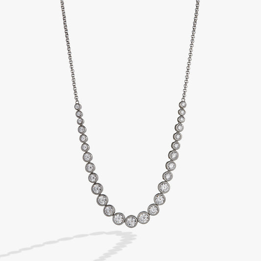Crystal Tennis Necklace – Special Occasion or Bridesmaid Jewelry Stainless Steel Silver
