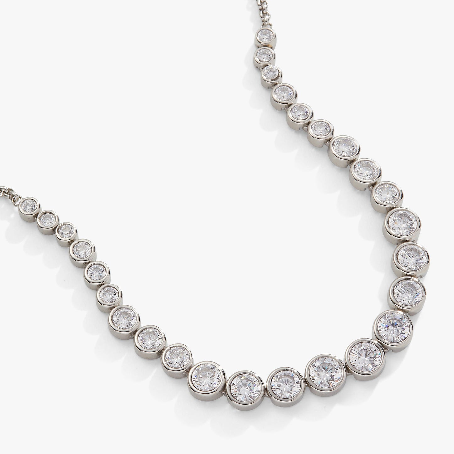 Crystal Tennis Necklace – Special Occasion or Bridesmaid Jewelry Stainless Steel Silver