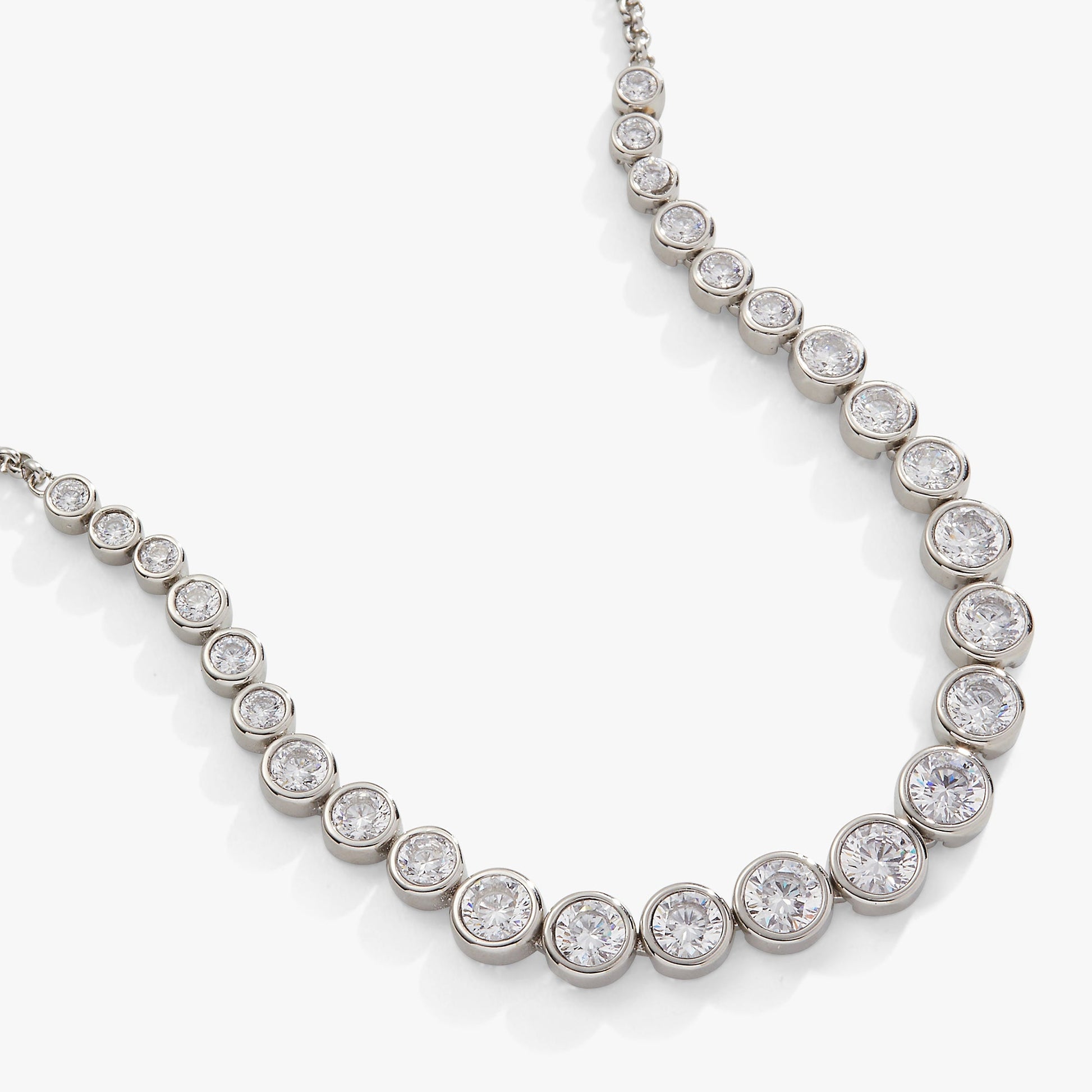 Crystal Tennis Necklace – Special Occasion or Bridesmaid Jewelry Stainless Steel Silver