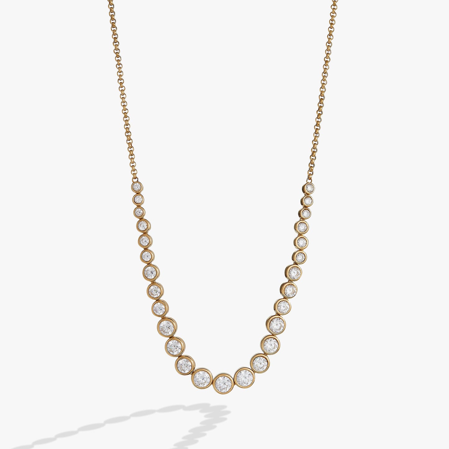 Crystal Tennis Necklace – Special Occasion or Bridesmaid Jewelry Stainless Steel Silver