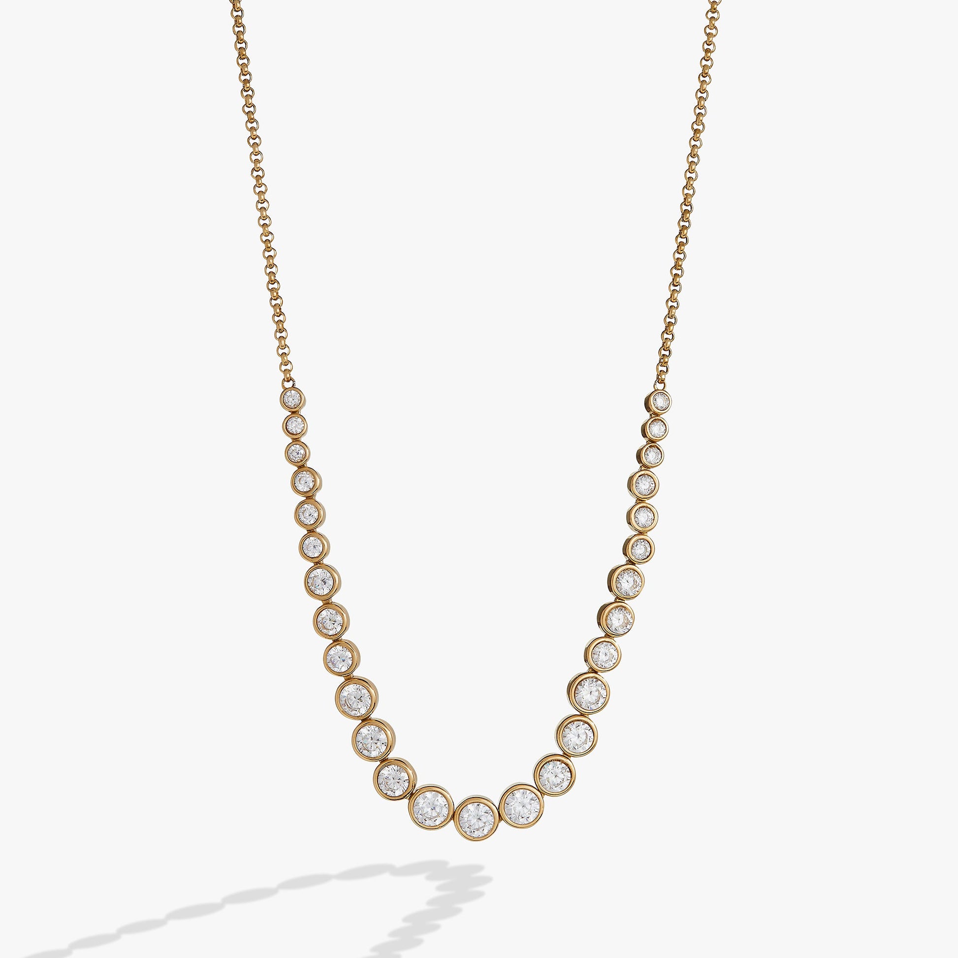 Crystal Tennis Necklace – Special Occasion or Bridesmaid Jewelry Stainless Steel Silver