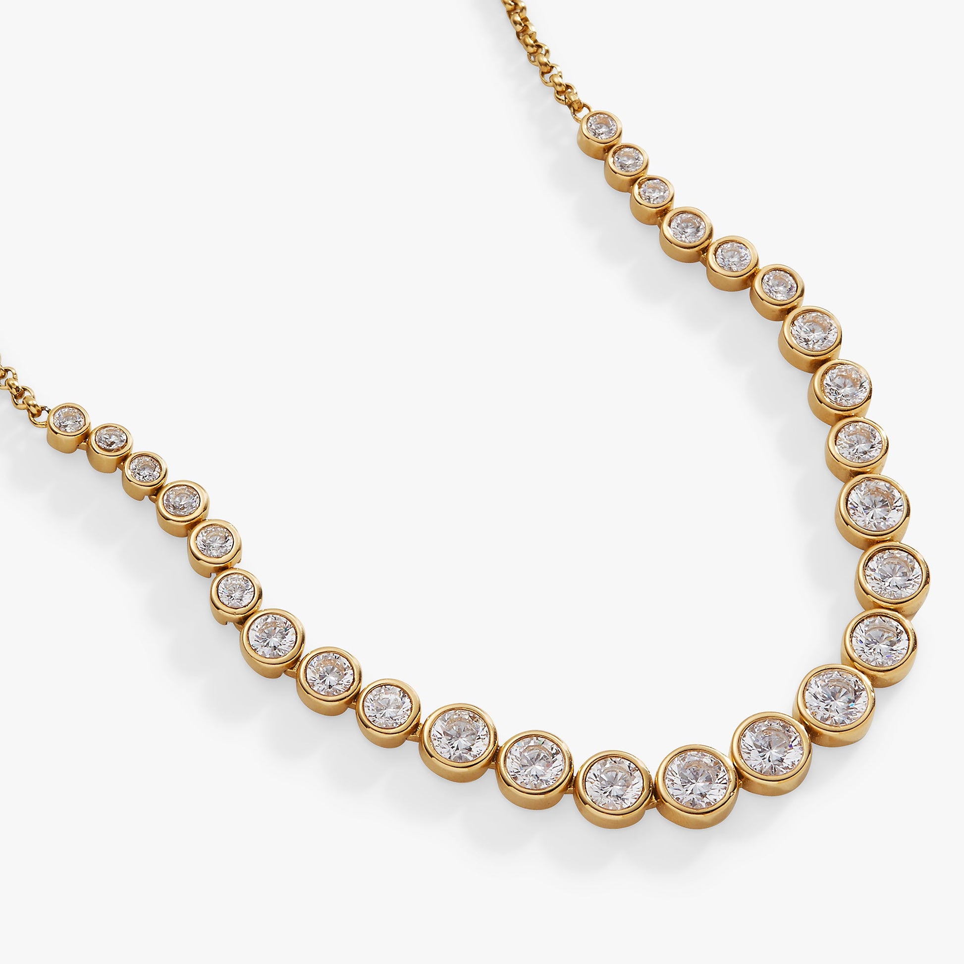 Crystal Tennis Necklace – Special Occasion or Bridesmaid Jewelry Stainless Steel Silver