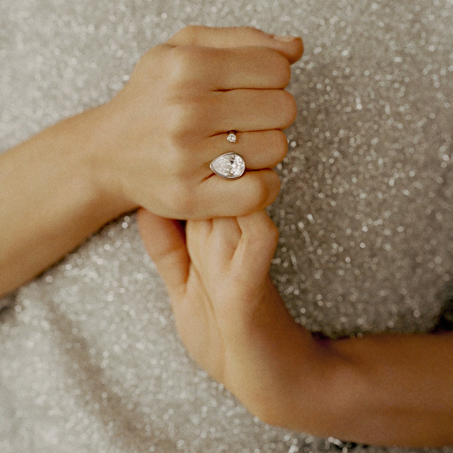 Crystal Teardrop Ring – Sparkling Bridal and Evening Jewelry Stainless Steel Silver