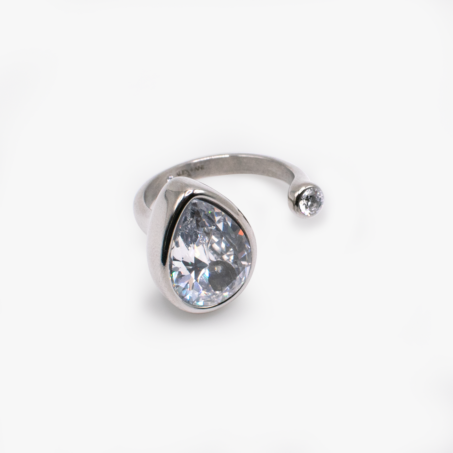 Crystal Teardrop Ring – Sparkling Bridal and Evening Jewelry Stainless Steel Silver