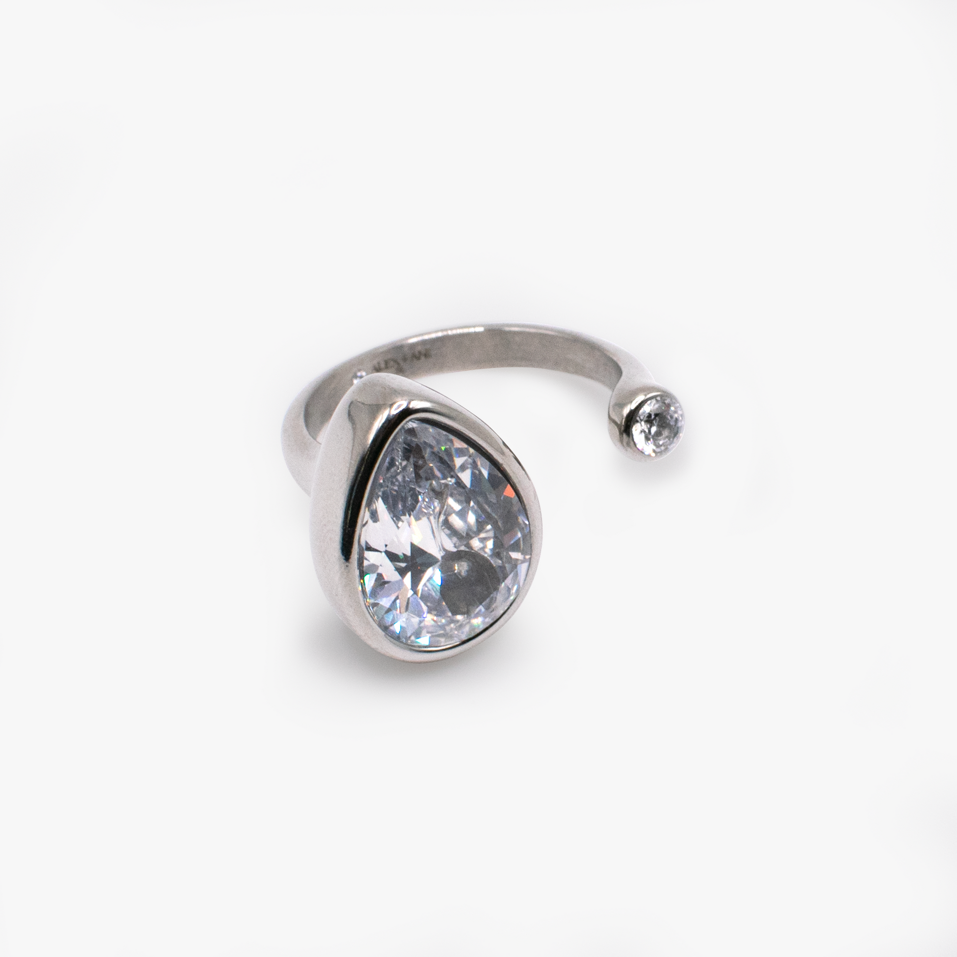 Crystal Teardrop Ring – Sparkling Bridal and Evening Jewelry Stainless Steel Silver