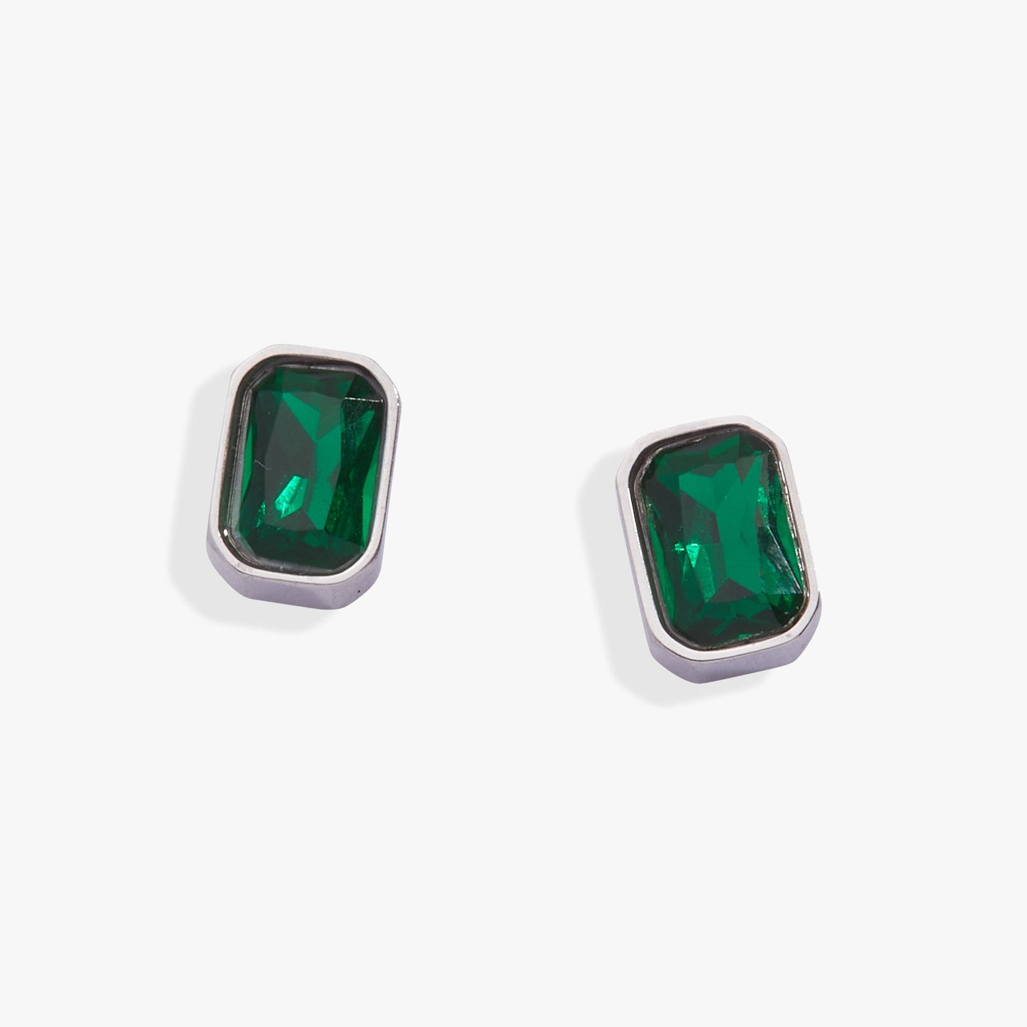 May Emerald-Cut Birthstone Stud Stainless Steel Gold