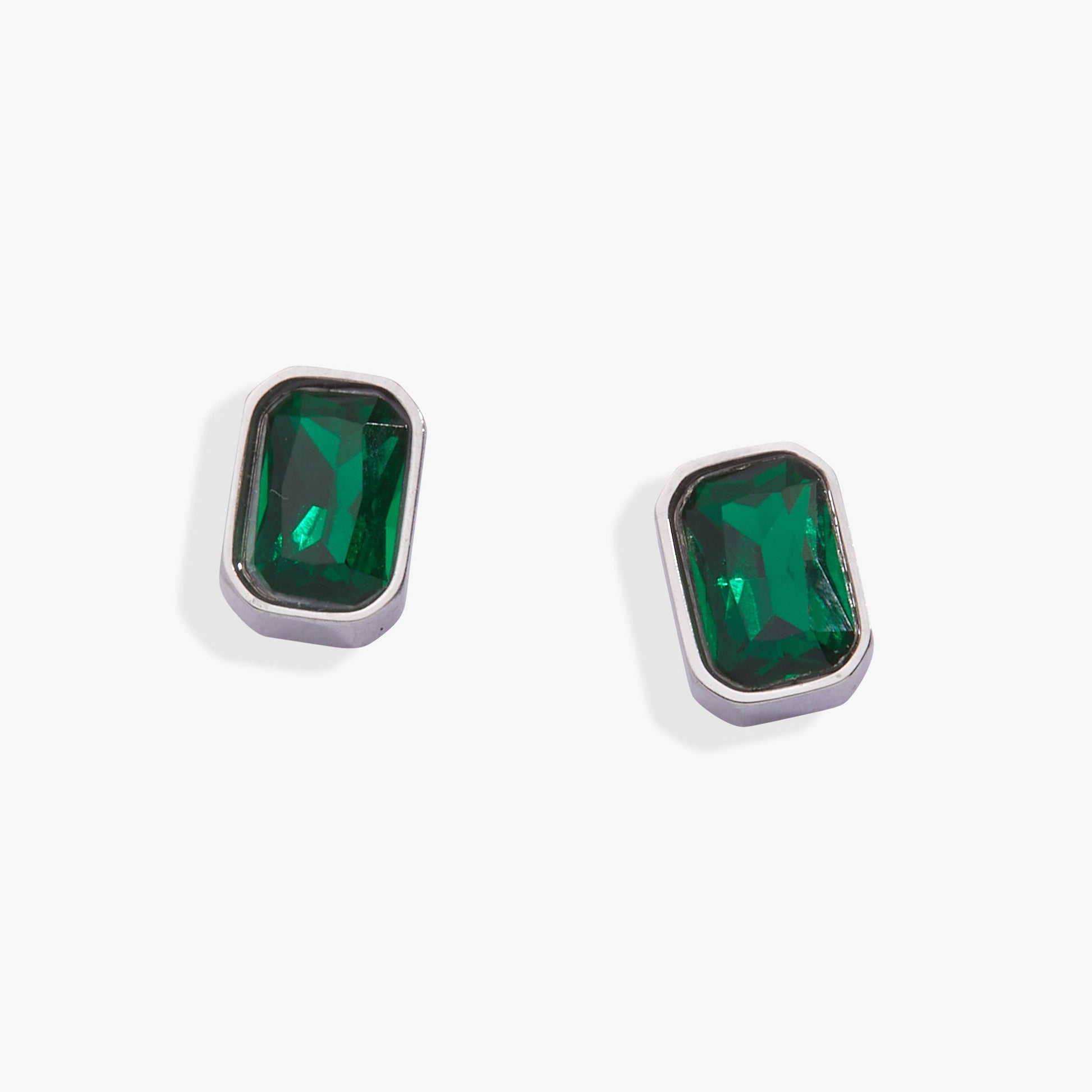 May Emerald-Cut Birthstone Stud Stainless Steel Gold