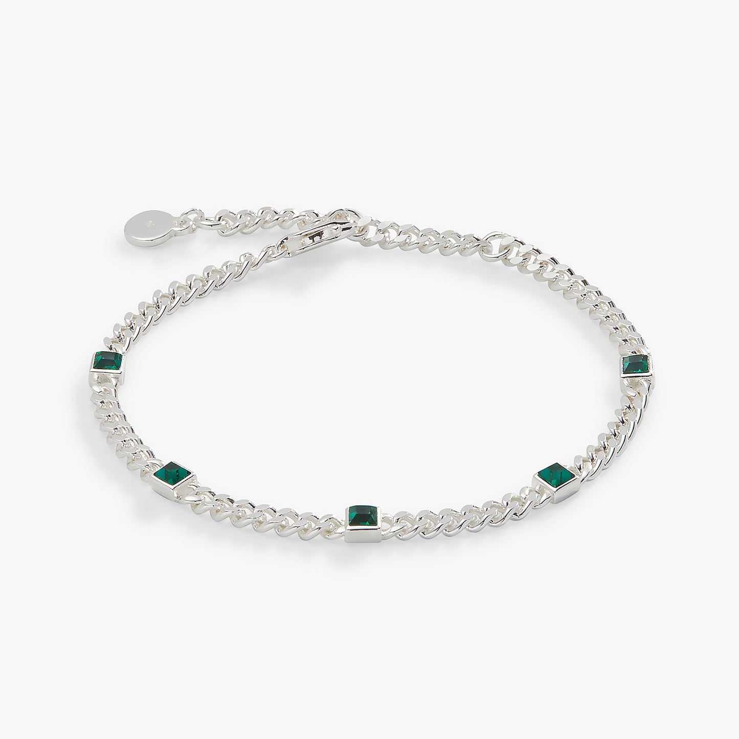 Emerald Curb Chain Bracelet, May Birthstone Gold
