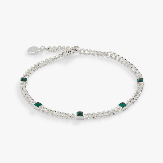 Emerald Curb Chain Bracelet, May Birthstone Gold