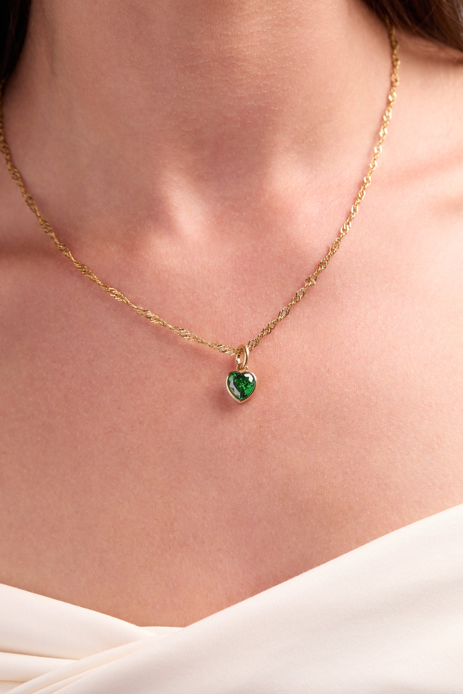 Hope' Heart Birthstone Charm-MAY Stainless Steel Gold
