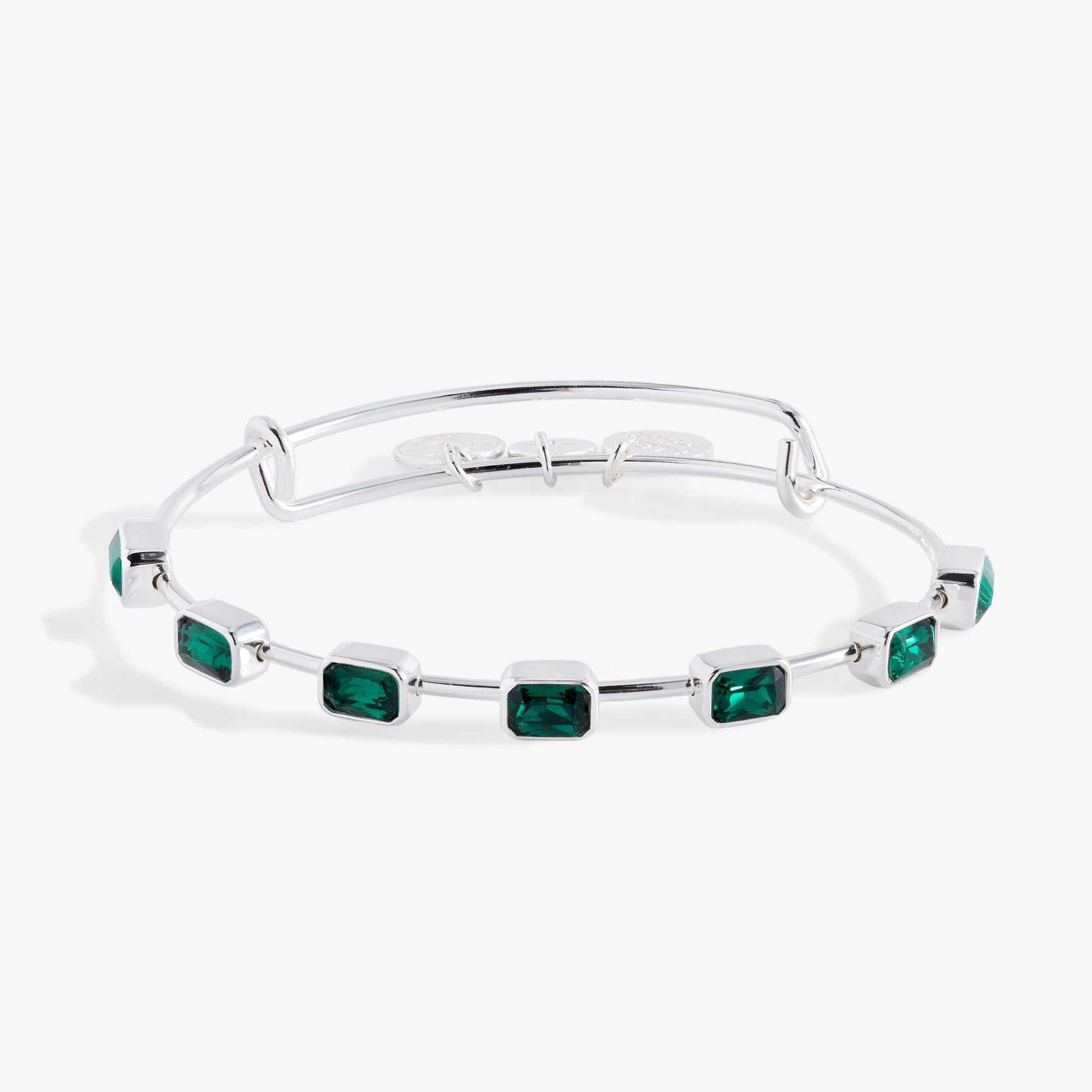 May Birthstone Emerald Cut Bangle Gold