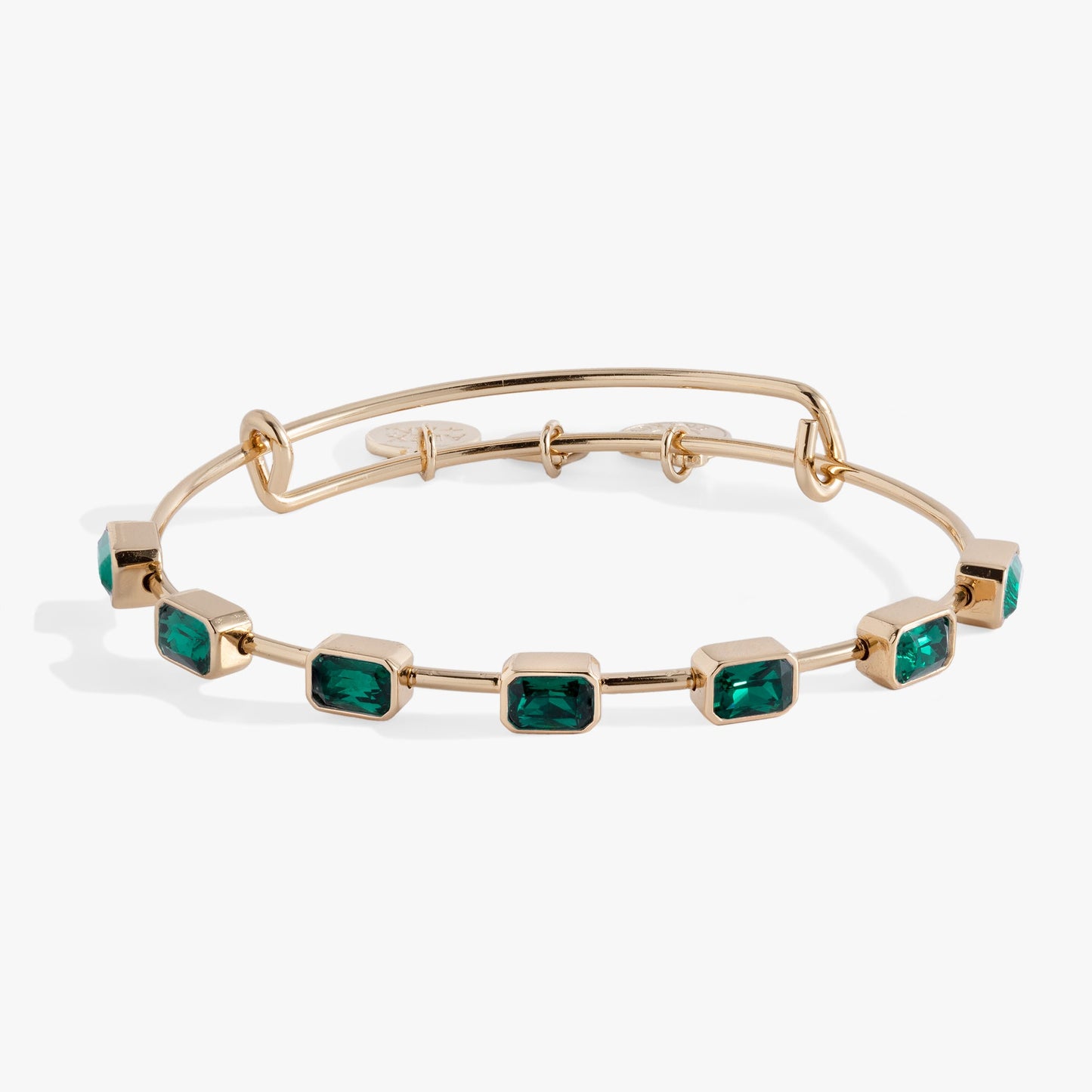 May Birthstone Emerald Cut Bangle Gold