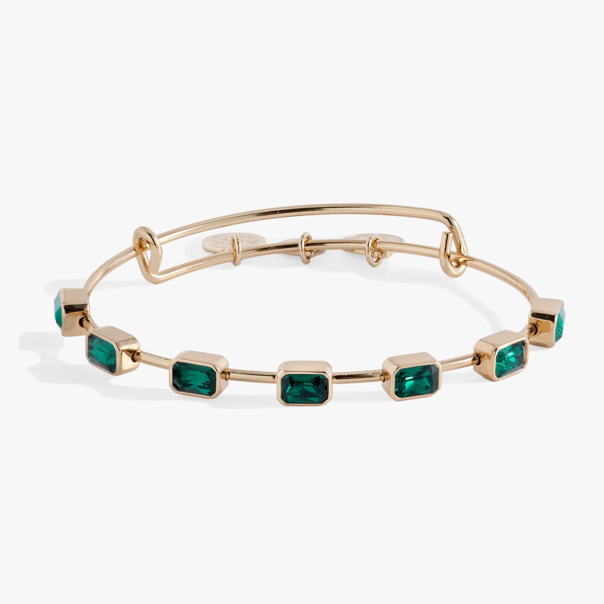 May Birthstone Emerald Cut Bangle Gold