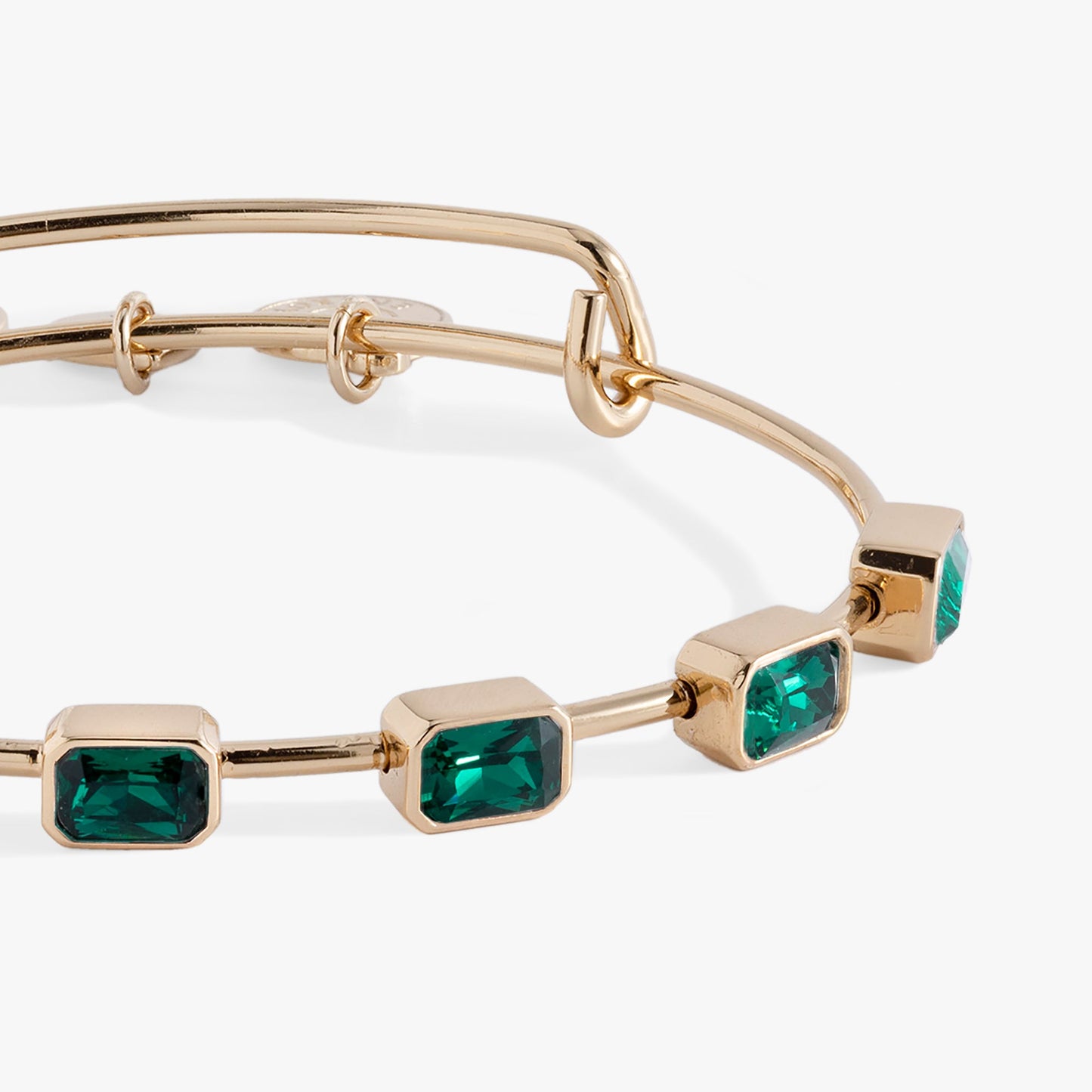 May Birthstone Emerald Cut Bangle Gold