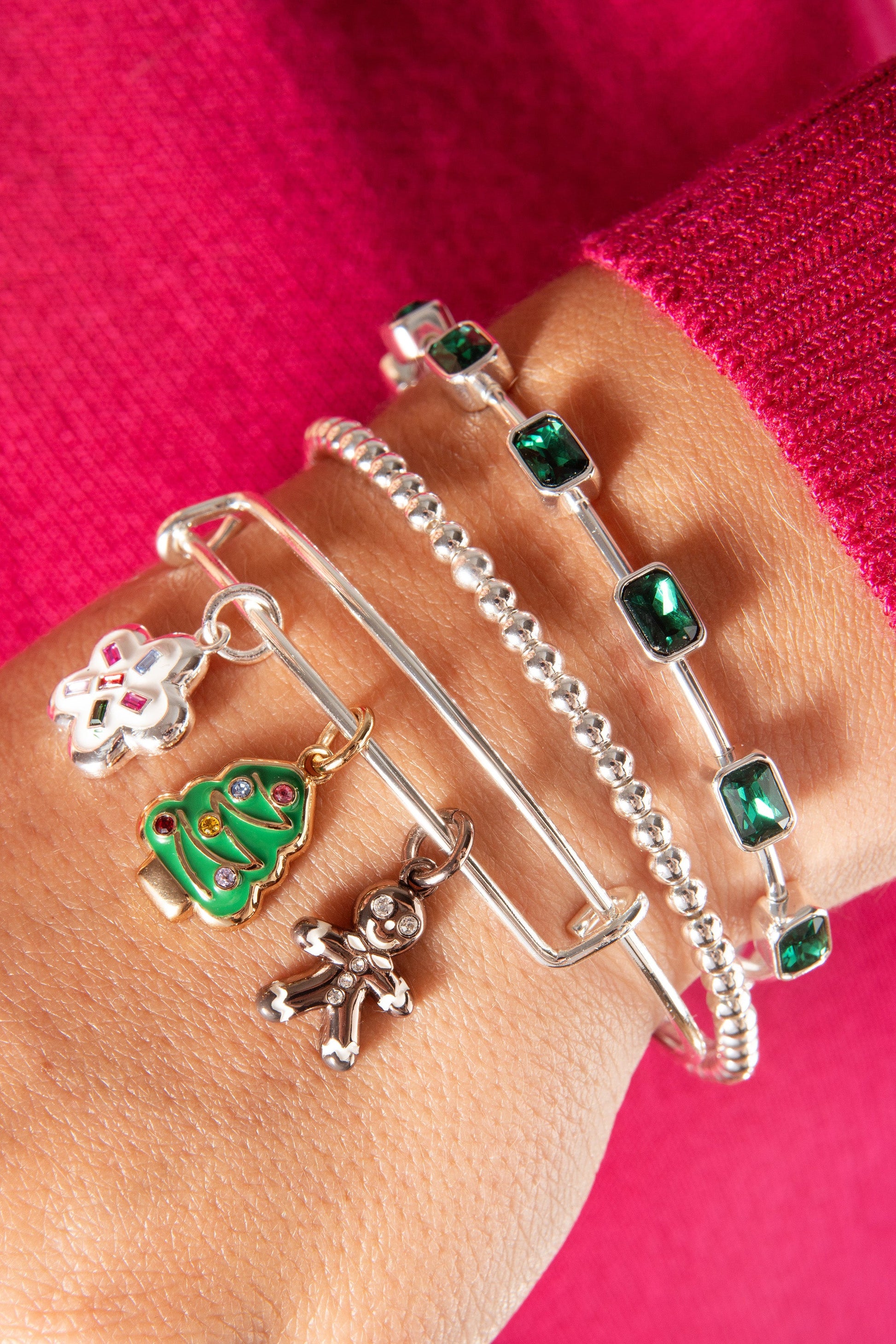 May Birthstone Emerald Cut Bangle Gold