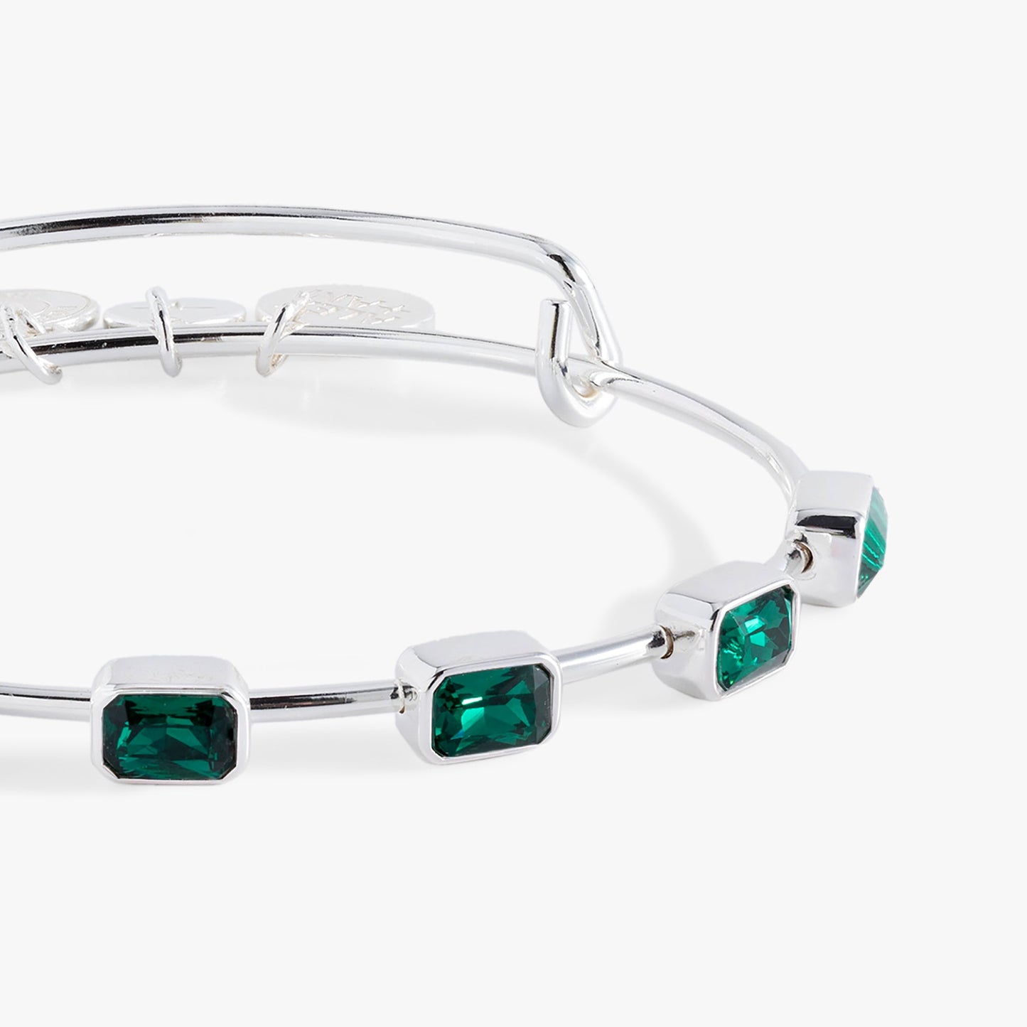 May Birthstone Emerald Cut Bangle Gold