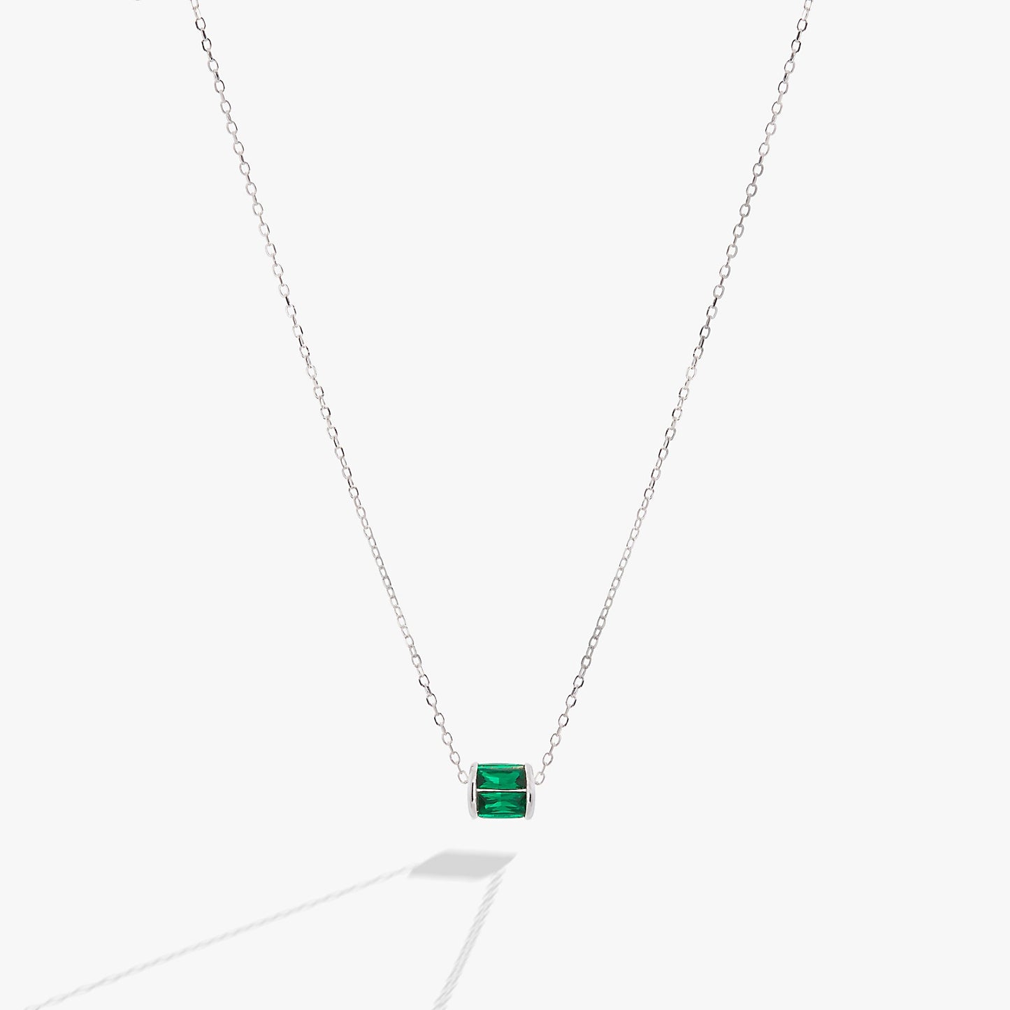 May Birthstone Precious Pendant Necklace Sterling Silver
