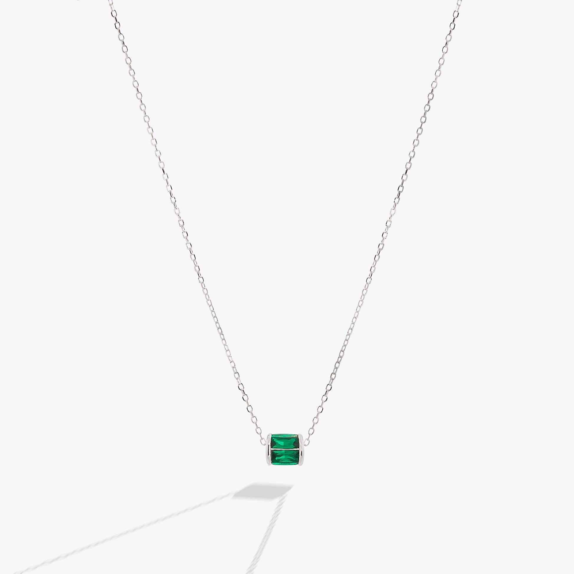 May Birthstone Precious Pendant Necklace Sterling Silver