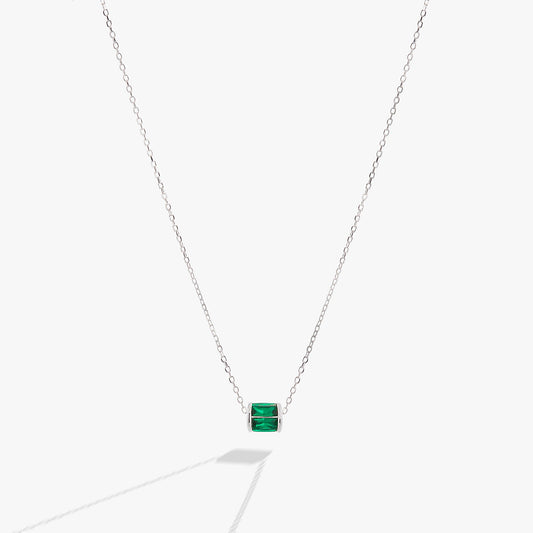 May Birthstone Precious Pendant Necklace Sterling Silver