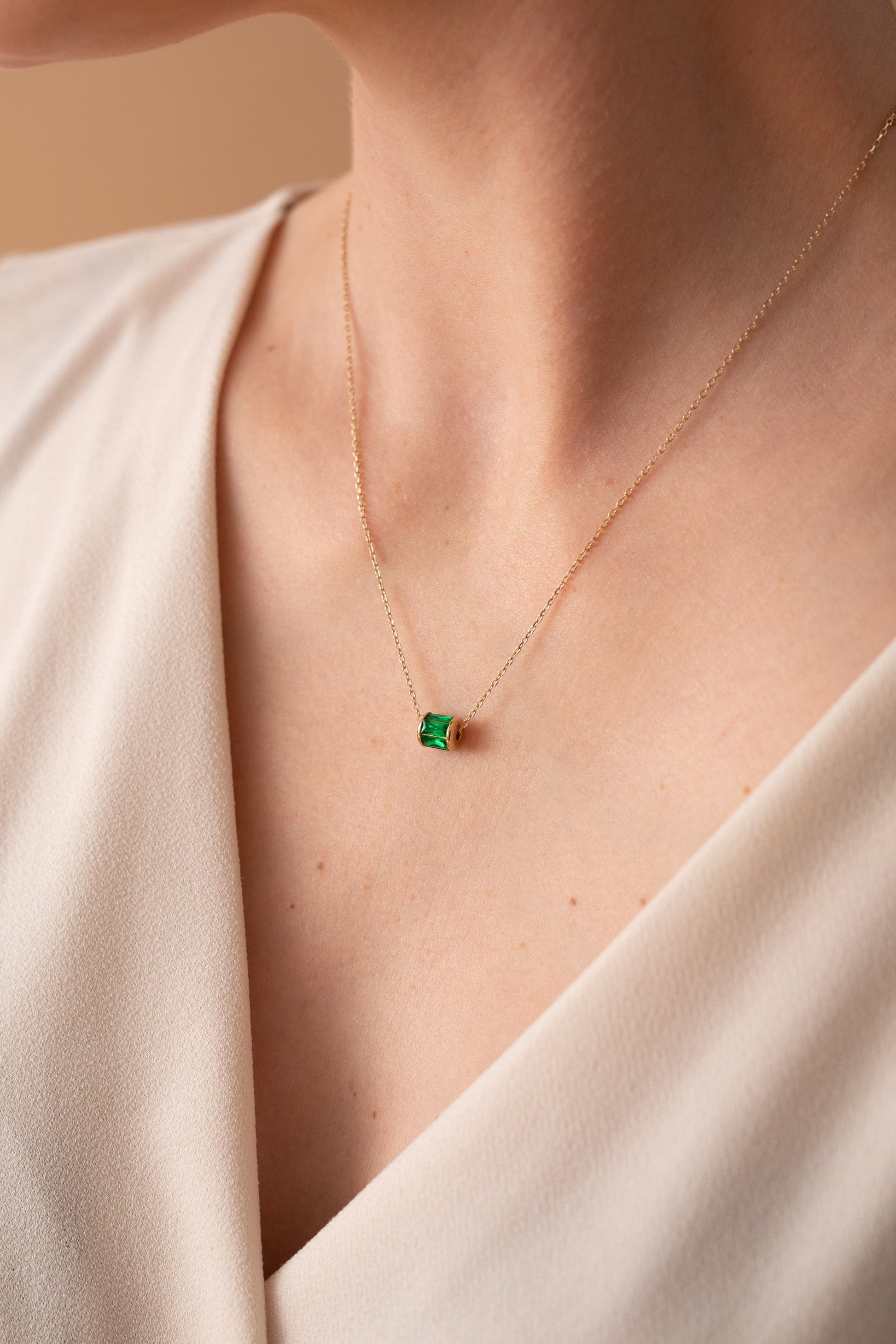 May Birthstone Precious Pendant Necklace Sterling Silver