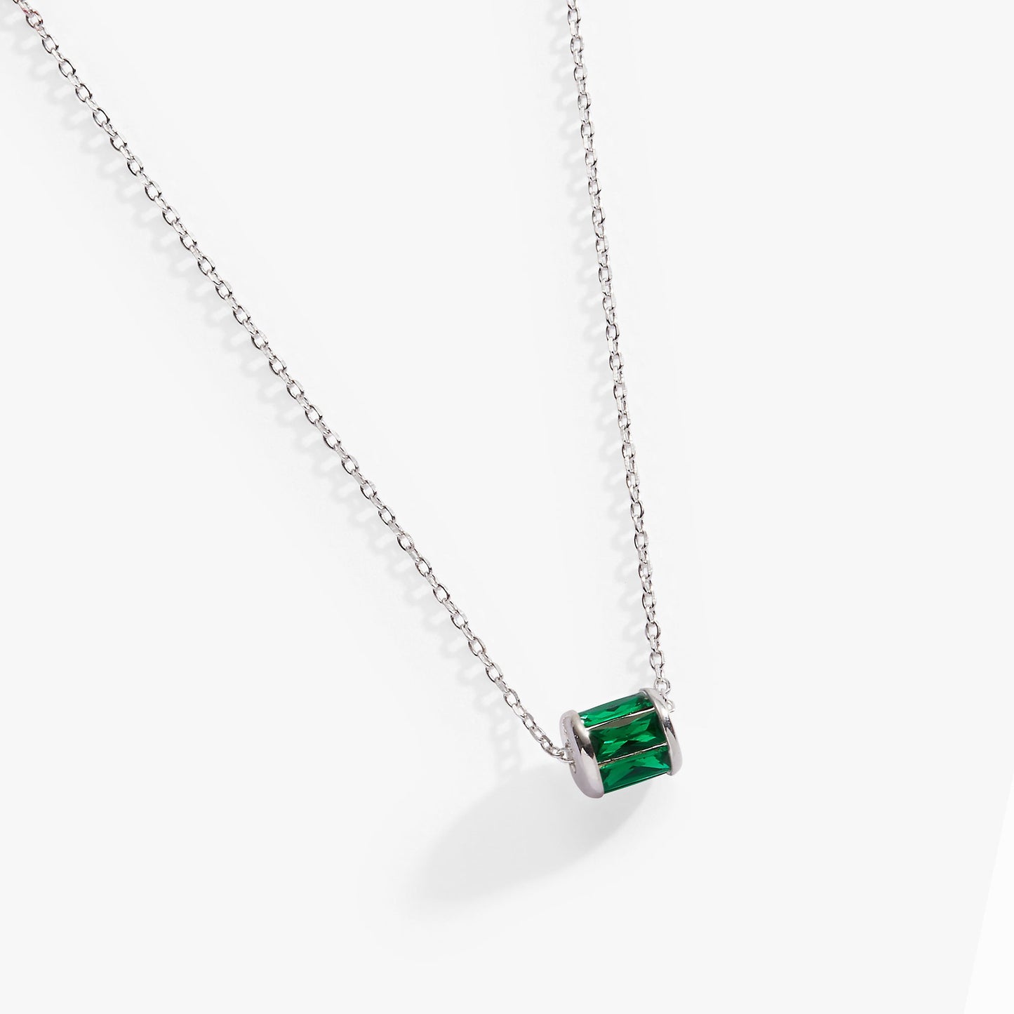 May Birthstone Precious Pendant Necklace Sterling Silver