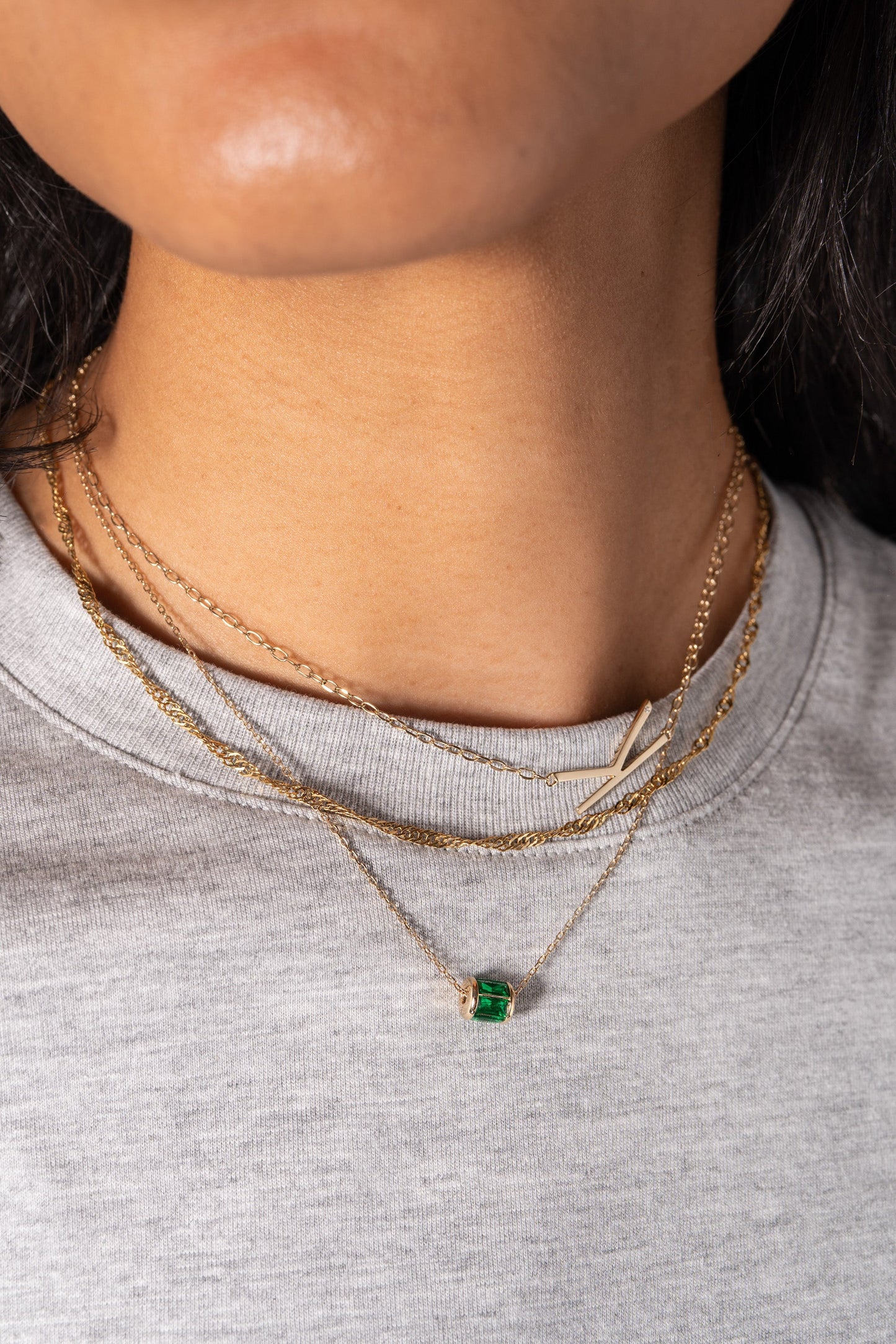 May Birthstone Precious Pendant Necklace Sterling Silver