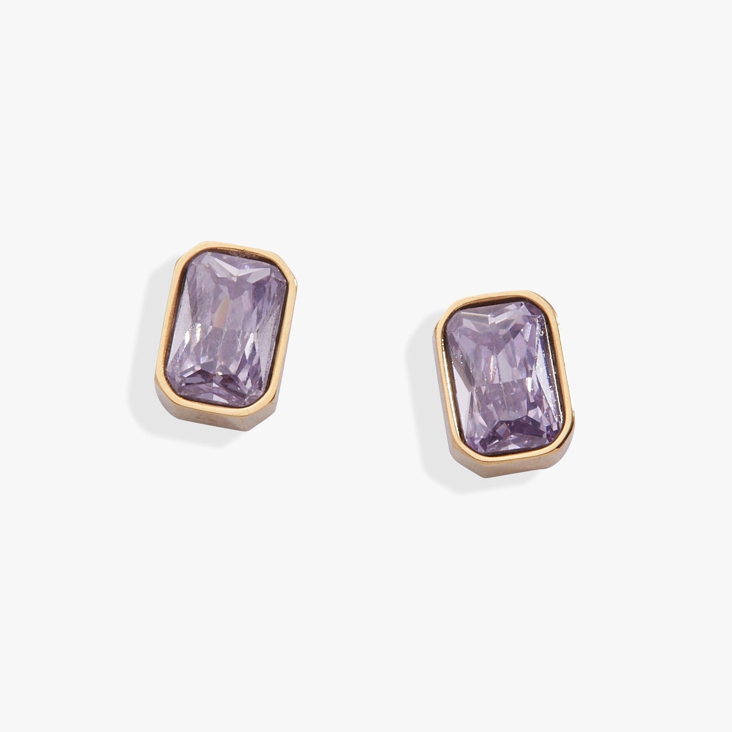 June Emerald-Cut Birthstone Stud Stainless Steel Gold