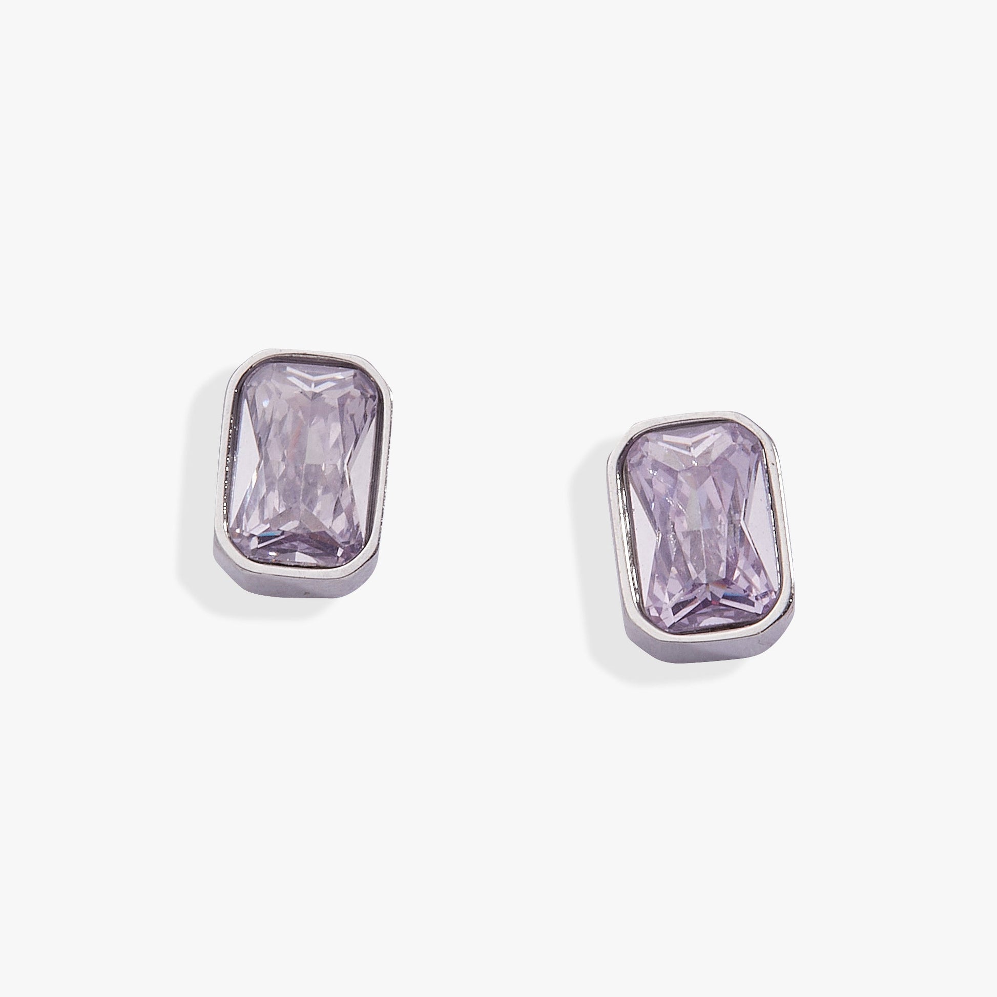 June Emerald-Cut Birthstone Stud Stainless Steel Gold
