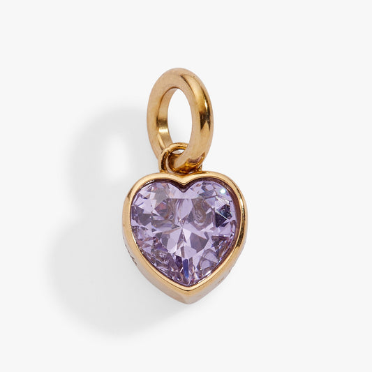 Luck' Heart Birthstone Charm-JUNE Stainless Steel Gold
