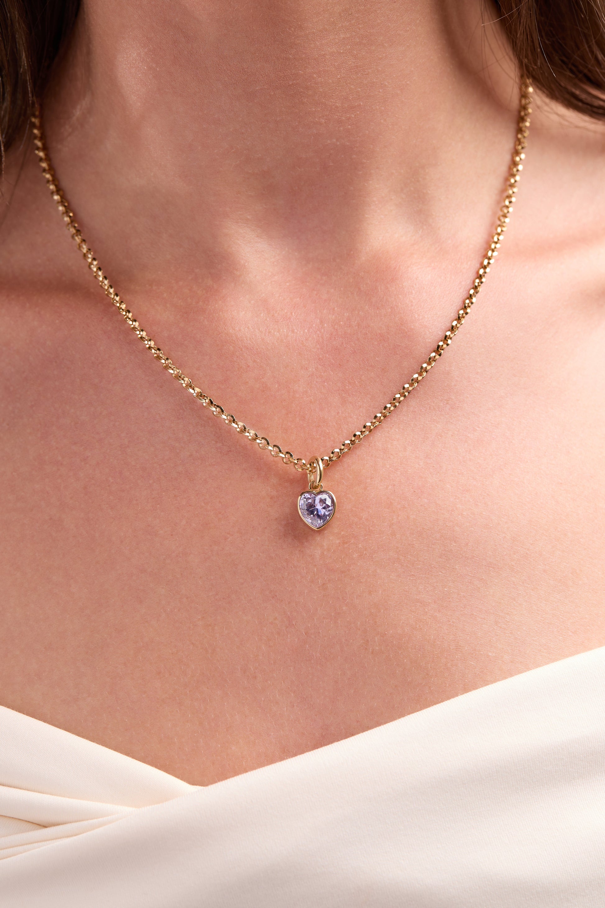 Luck' Heart Birthstone Charm-JUNE Stainless Steel Gold