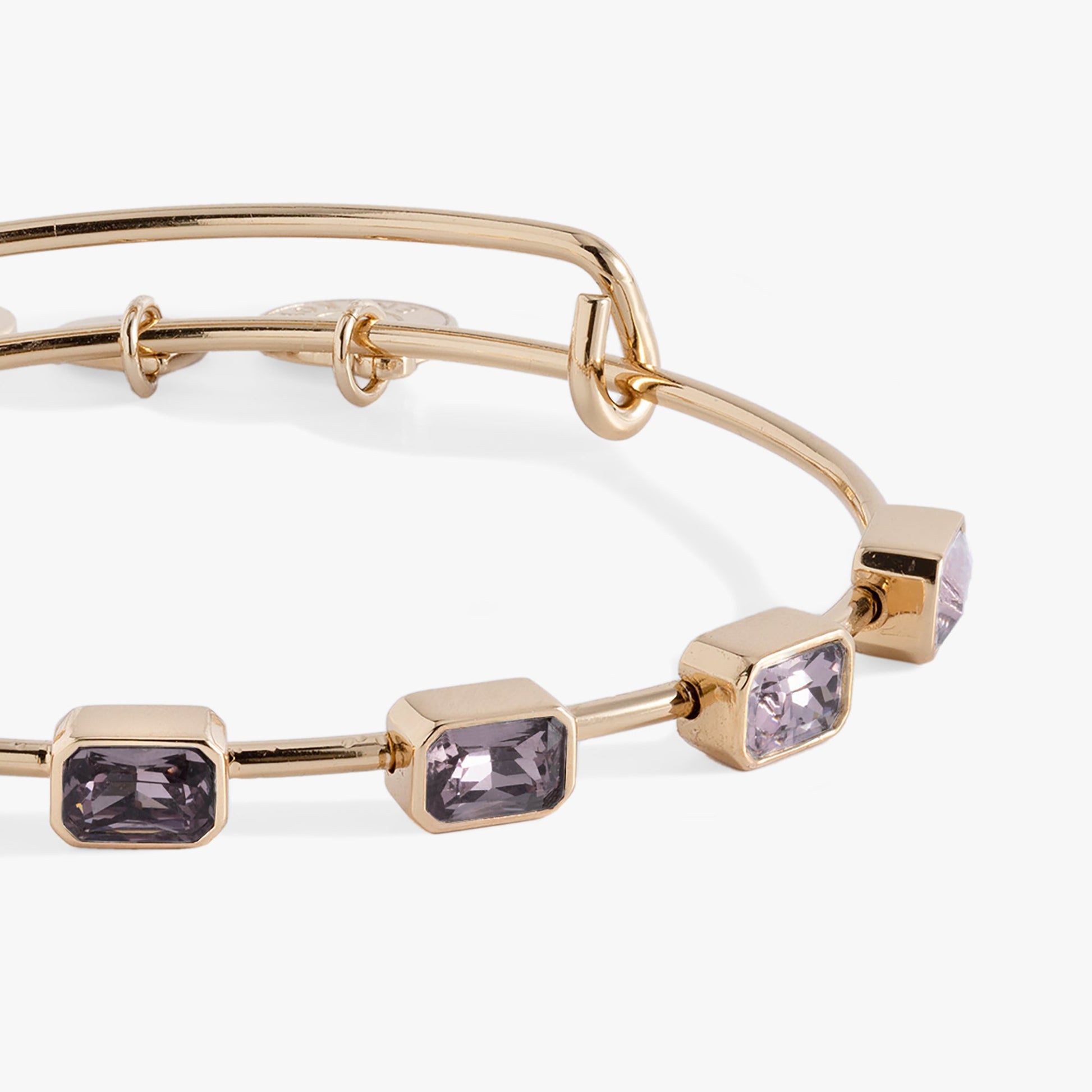 June Birthstone Emerald Cut Bangle Gold