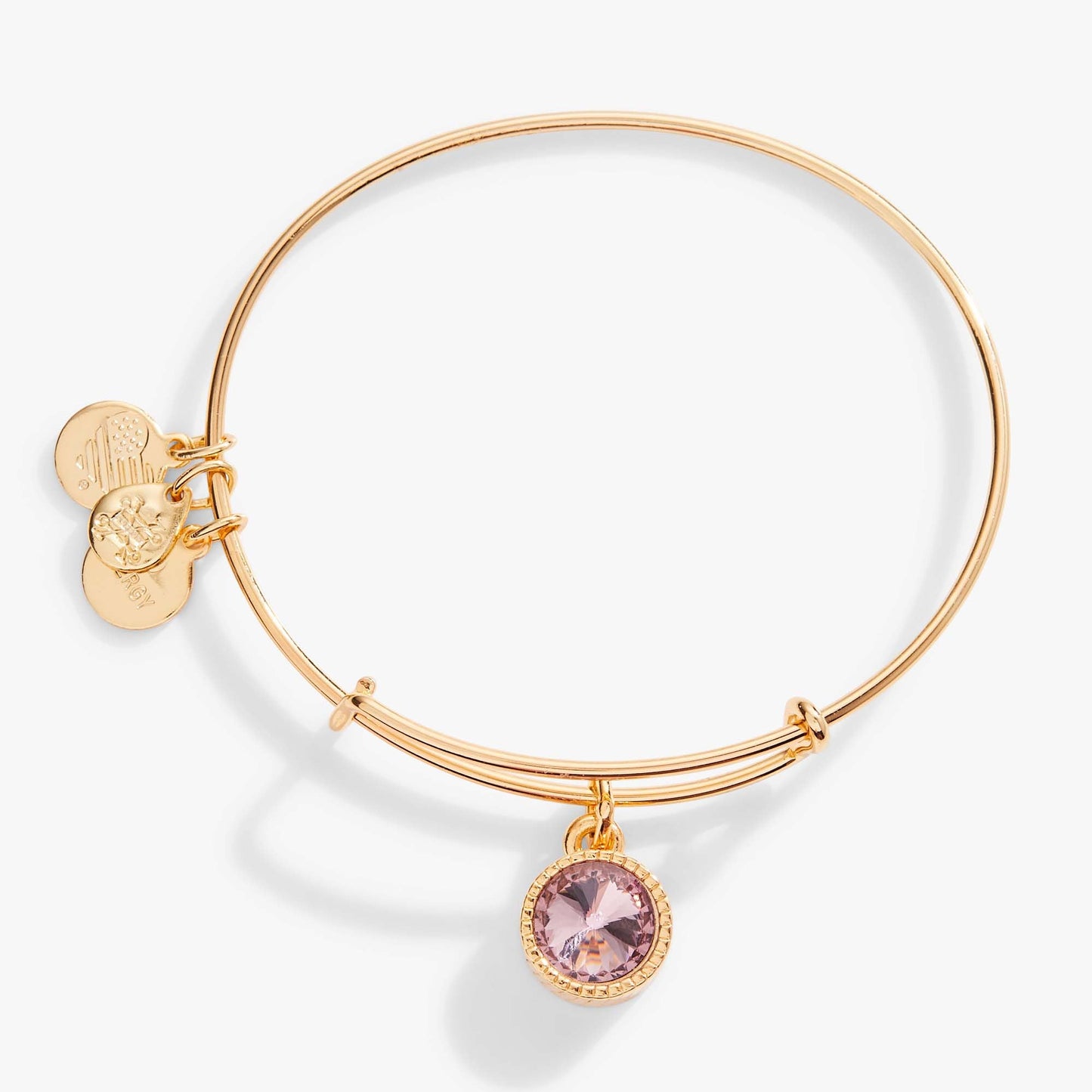 Light Amethyst June Birthstone Charm Bangle Silver